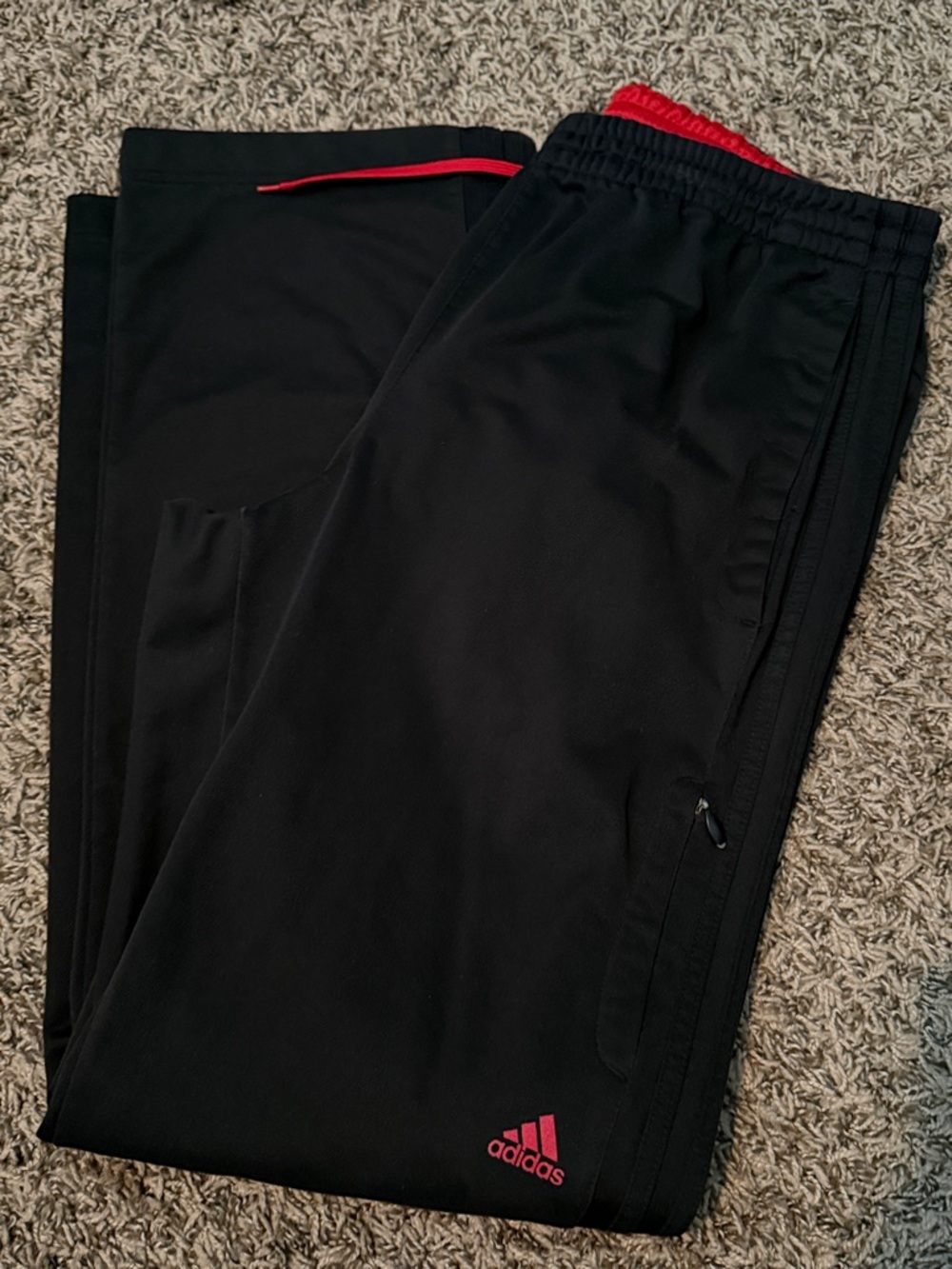adidas Men’s Black Joggers with Red Trim